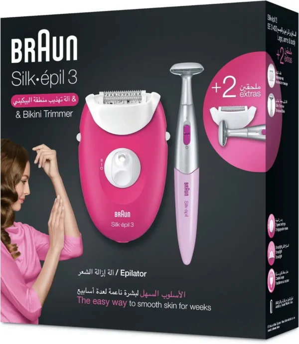 Braun Silk épil 3 Epilator Raspberry Pink - 2 Extras - Image 3