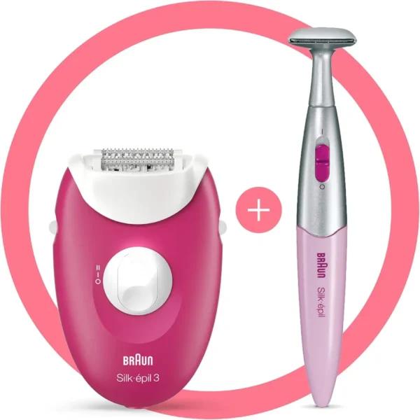 Braun Silk épil 3 Epilator Raspberry Pink - 2 Extras